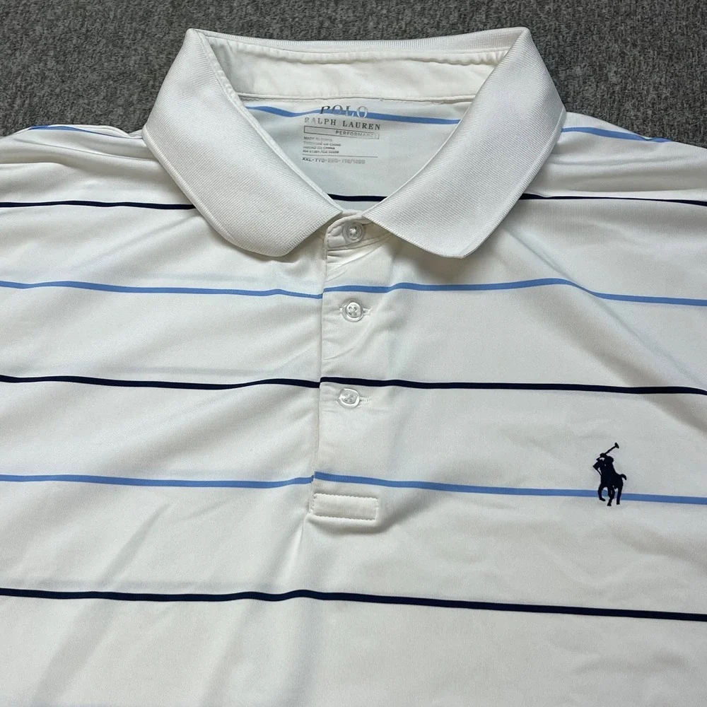 Polo Ralph Lauren Performance Mens XXL Striped Golf Polo Shirt Stretch‎